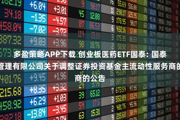 多盈策略APP下载 创业板医药ETF国泰: 国泰基金管理有限公司关于调整证券投资基金主流动性服务商的公告