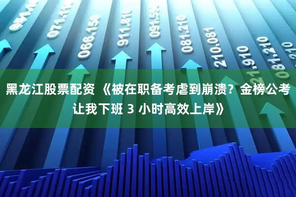 黑龙江股票配资 《被在职备考虐到崩溃？金榜公考让我下班 3 小时高效上岸》