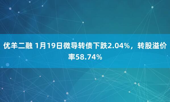 优羊二融 1月19日微导转债下跌2.04%，转股溢价率58.74%